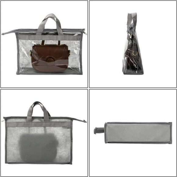 Clear purse storage bags 12 pack handbag organizer with zipper dust cover closet - Picture 5 of 8